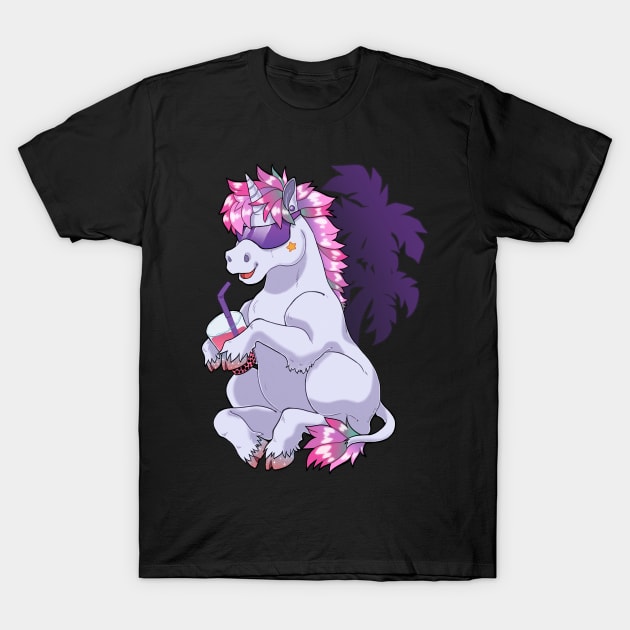 Funky Unicorn with boba tea T-Shirt by Grethe_B